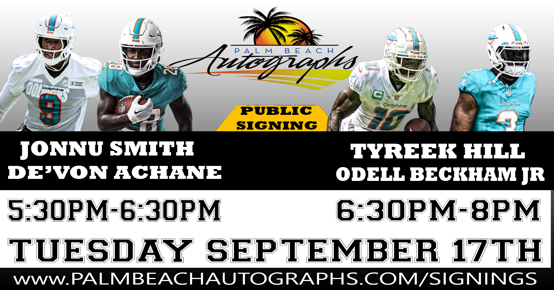 Jonnu Smith, De'Von Achane, Tyreek Hill, Odell Beckham Jr. Autograph Signing - Wellington