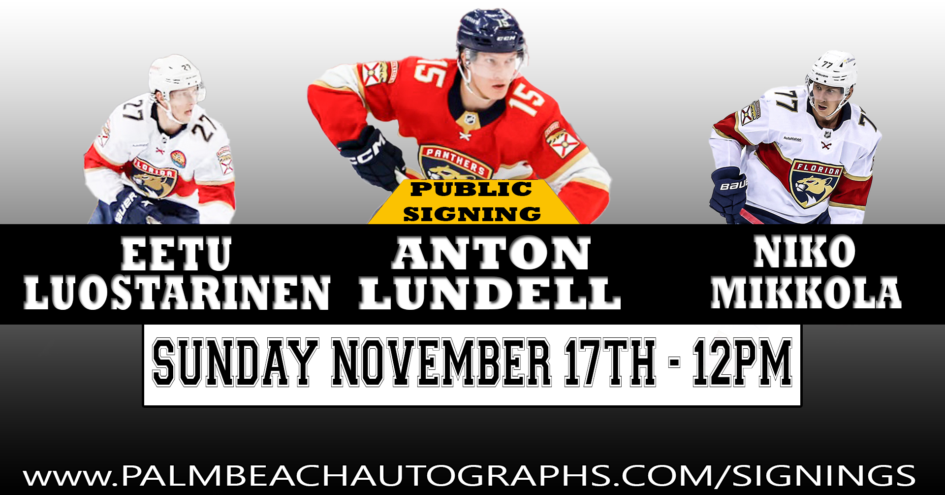 Eetu Luostarinen, Anton Lundell, Niko Mikkola Autograph Signing - West Palm Beach