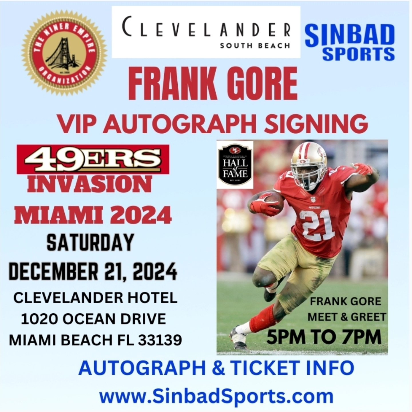 Frank Gore Autograph Singing - Miami Beach